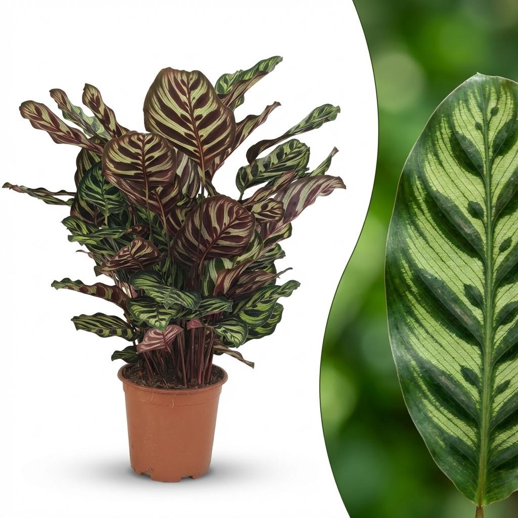 Plante d'intérieur - Plante Paon - Calathea Makoyana - Vert - Entretien facile - 1 Plante - Pot 19cm - Hauteur 70cm