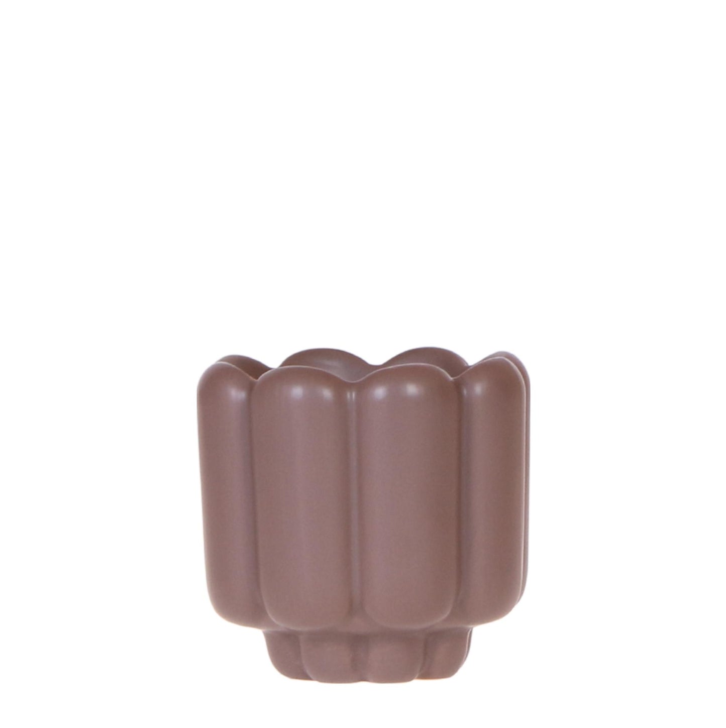 Cache-pot céramique mat - allure vintage - brun