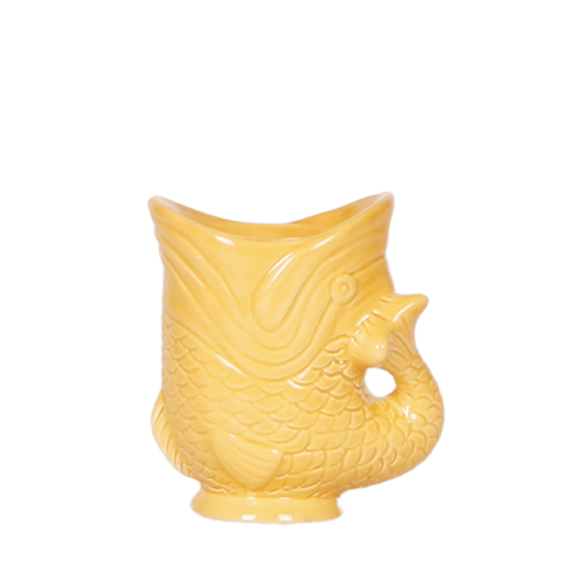 Cache-pot céramique forme poisson - touche ludique et marine - jaune orangé