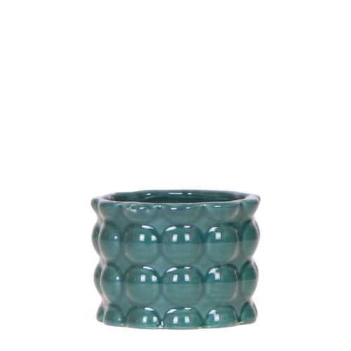 Cache-pot céramique brillant texture bulles - éclat coloré - vert