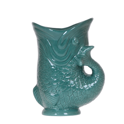 Cache-pot céramique forme poisson - touche ludique et marine - vert