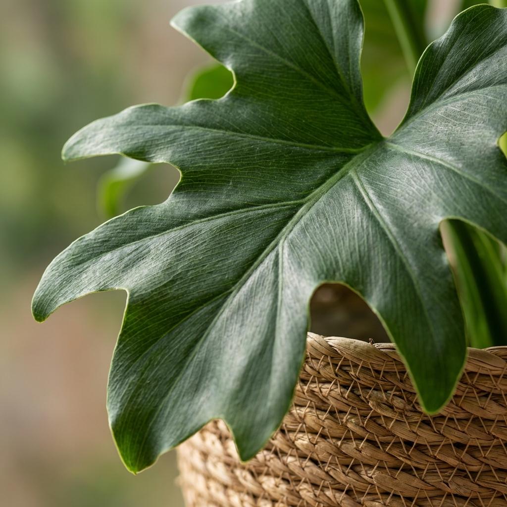Plante d'intérieur - Philodendron - Philodendron Lickety split - Vert - Peu d'entretien - 1 Plante - avec Panier - Pot 19cm - Hauteur 70cm