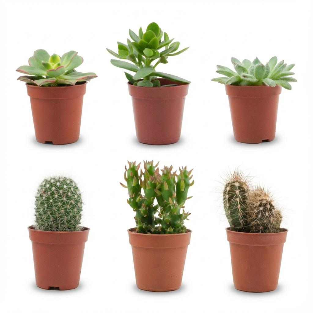 Mélange de mini cactus et succulentes assortis en pots de culture de 5,5 cm