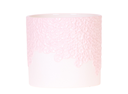 Cache-pot céramique en relief floral - courbes douces et coloris tendres - rose