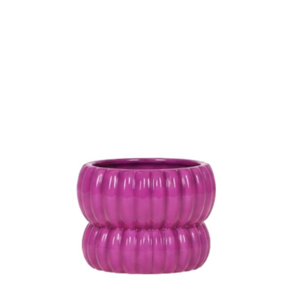 Cache-pot céramique nervuré arrondi - esprit romantique