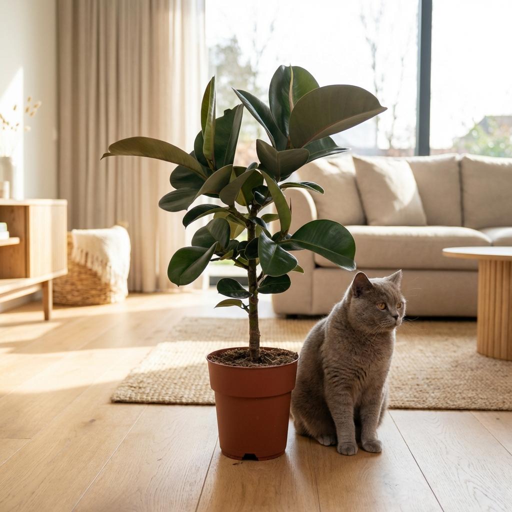 Plante d'intérieur - Caoutchouc - Ficus Elastica Cloe - Vert - Peu d'entretien - 1 Plante - Pot 19cm - Hauteur 65cm