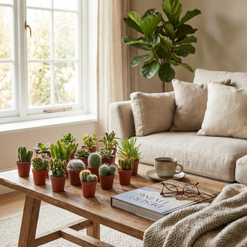 Mélange de cactus et succulentes - Lot de plantes grasses - Pot de 5,5cm - Hauteur 5-10cm