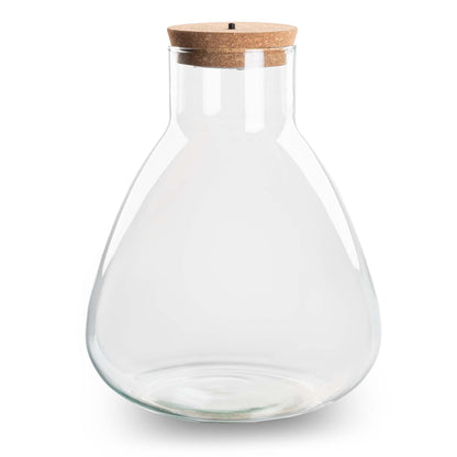 Bouteille terrarium Erlenmeyer en verre recyclé avec bouchon LED, 2 tailles