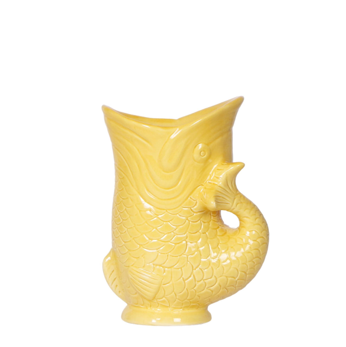 Cache-pot céramique forme poisson - touche ludique et marine - jaune