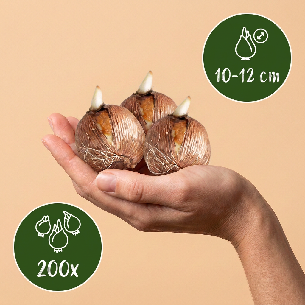 Bulbes du Melange pour jardin d'ombre tenus dans une main, calibre 10/12, lot de 200 bulbes