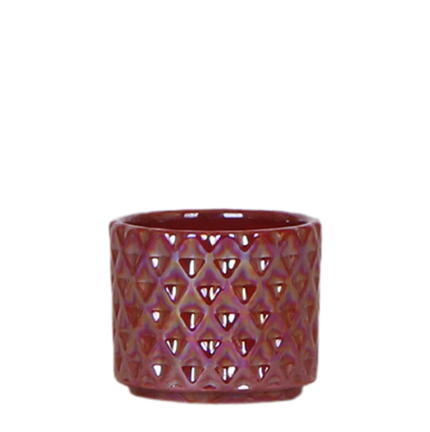 Cache-pot céramique facettes nacrées - éclat précieux - rouge
