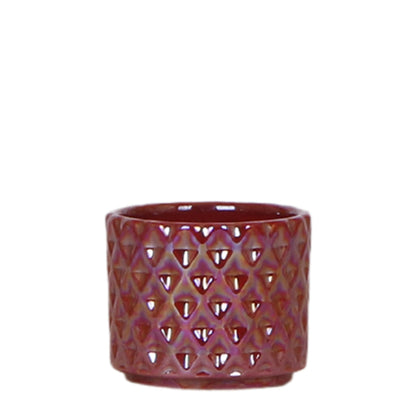 Cache-pot céramique facettes nacrées - éclat précieux - rouge