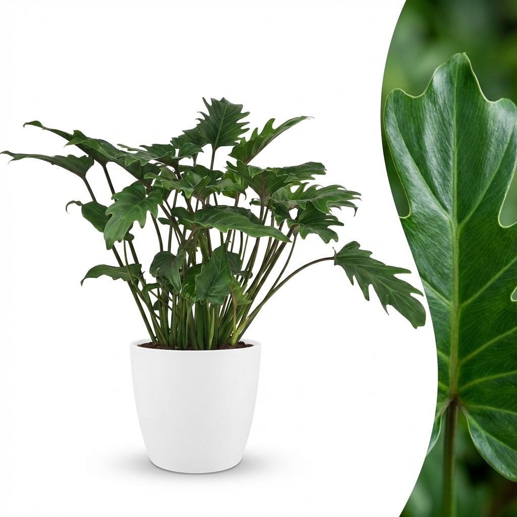 Plante d'intérieur - Philodendron - Philodendron Xanadu - Vert - Entretien facile - 1 Plante - avec Pot Potter Blanc - Pot 19cm - Hauteur 60cm