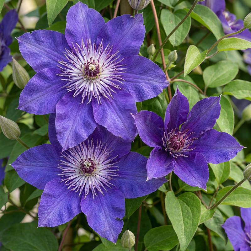 Clématite 'Multi Blue' (Clematis) - grimpante à grandes fleurs bleues