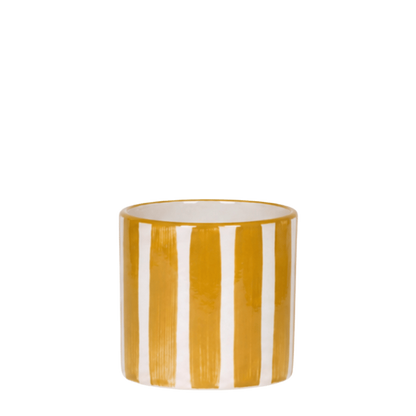 Cache-pot céramique rayé à la main jaune, 6 cm
