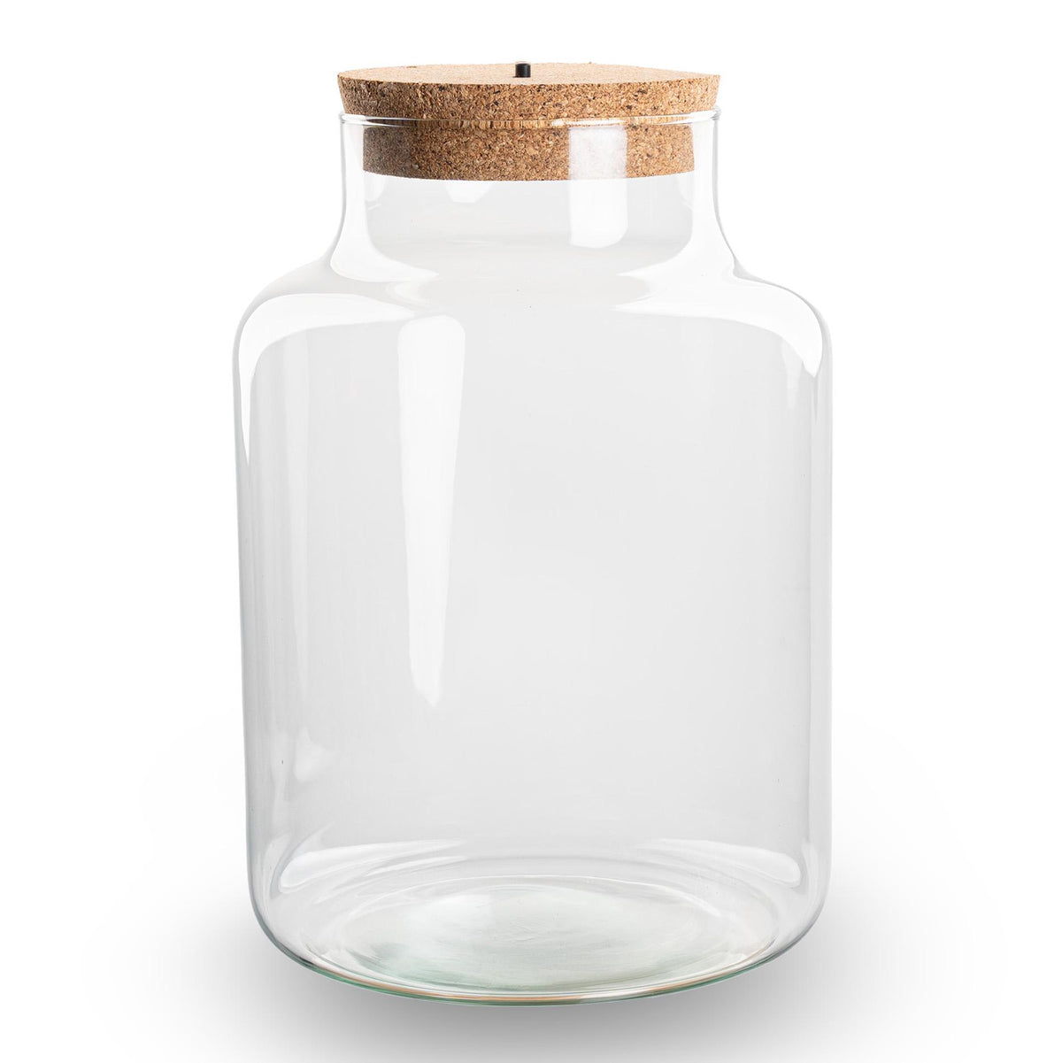 Bouteille terrarium en verre recyclé forme bouteille de lait avec bouchon LED, 2 tailles