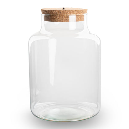 Bouteille terrarium en verre recyclé forme bouteille de lait avec bouchon LED, 2 tailles