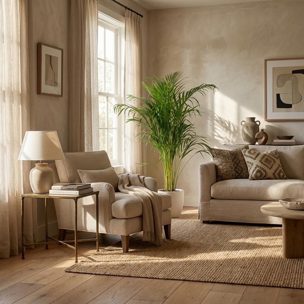 Areca Palm (Dypsis) avec Potter Blanc - 100cm - Ø21