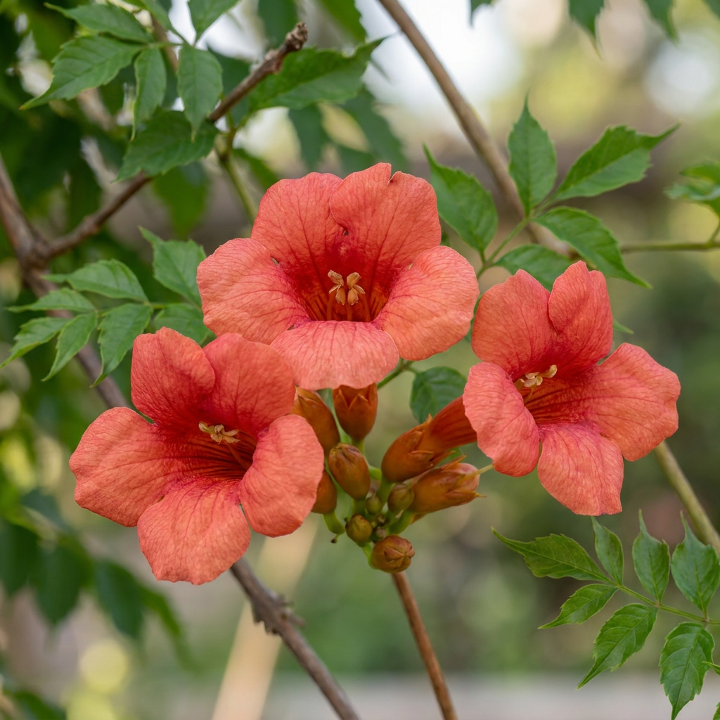 Trompette de Virginie (Campsis radicans) - grimpante fleurie