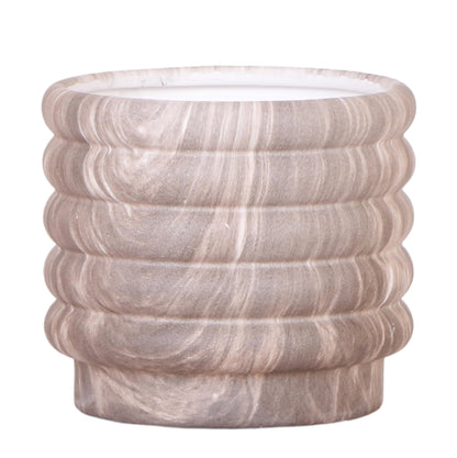 Cache-pot céramique effet marbre foncé - élégance minérale sombre