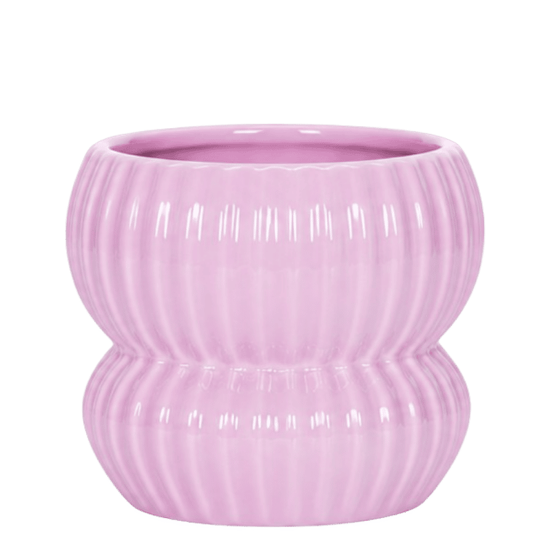 Cache-pot céramique nervuré arrondi - esprit romantique