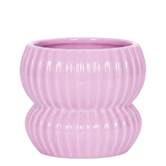 Cache-pot céramique nervuré arrondi - esprit romantique