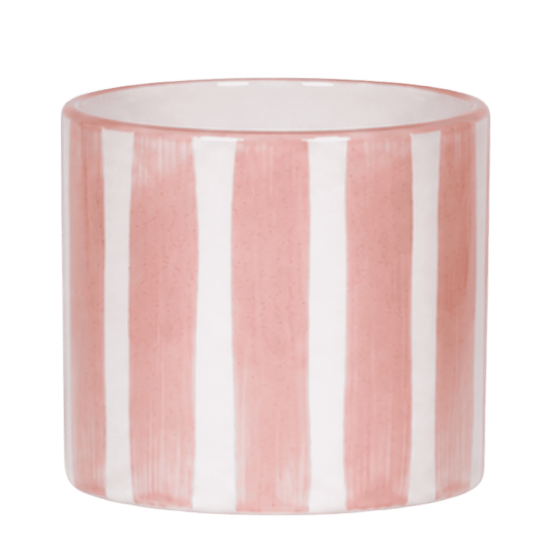 Cache-pot céramique rayé à la main - touche arty colorée