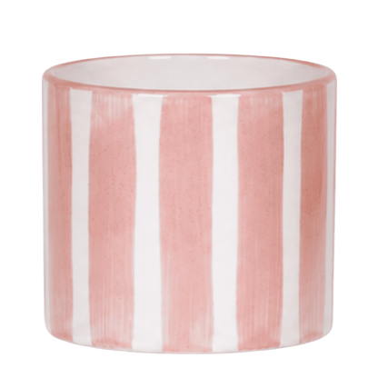 Cache-pot céramique rayé à la main - touche arty colorée