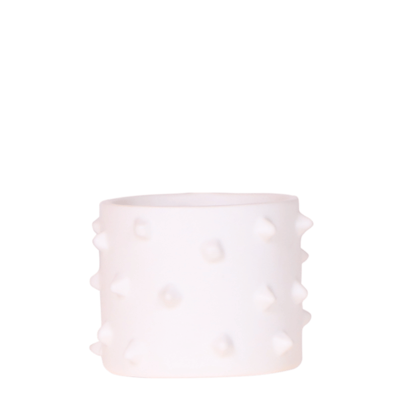 Cache-pot céramique à picots en relief - style audacieux - blanc, 6 cm