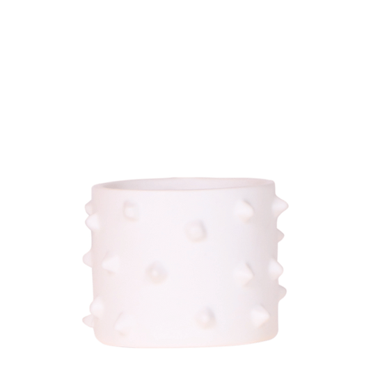 Cache-pot céramique à picots en relief - style audacieux - blanc, 6 cm