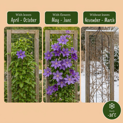 Clématite 'Multi Blue' (Clematis) - grimpante à grandes fleurs bleues