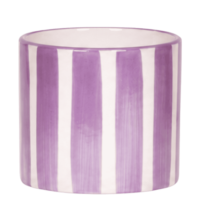 Cache-pot céramique rayé à la main lilas, 12 cm