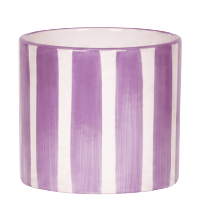 Cache-pot céramique rayé à la main lilas, 12 cm
