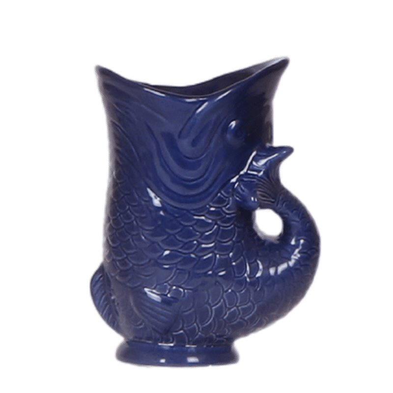 Cache-pot céramique forme poisson - touche ludique et marine - bleu