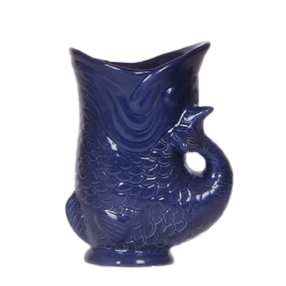 Cache-pot céramique forme poisson - touche ludique et marine - bleu