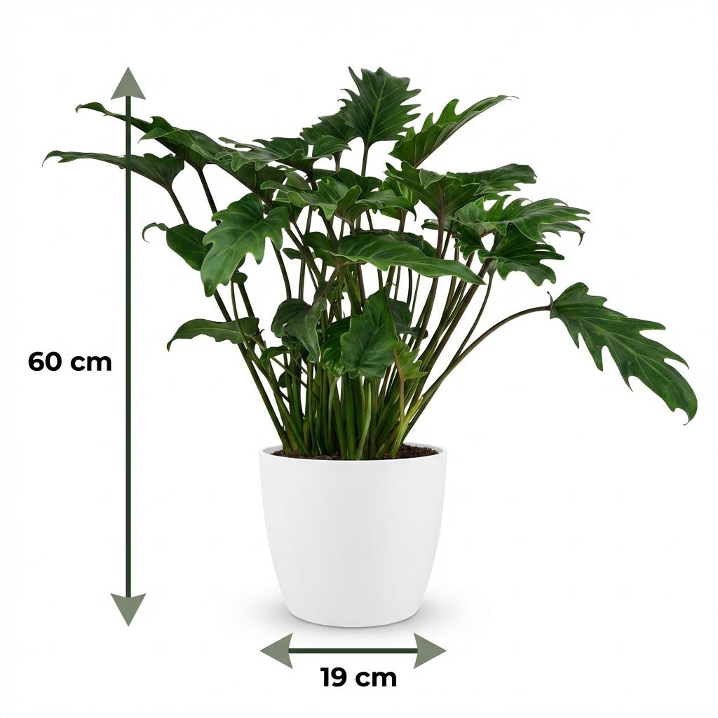 Plante d'intérieur - Philodendron - Philodendron Xanadu - Vert - Entretien facile - 1 Plante - avec Pot Potter Blanc - Pot 19cm - Hauteur 60cm