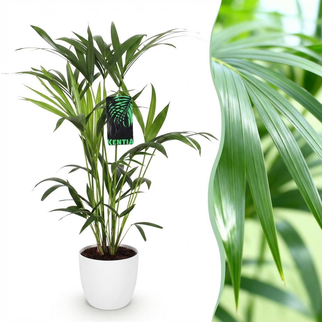 Palmier Kentia Howea Forsteriana plante d'intérieur en pot 19cm, hauteur 80-85cm, feuillage palmé vert élégant
