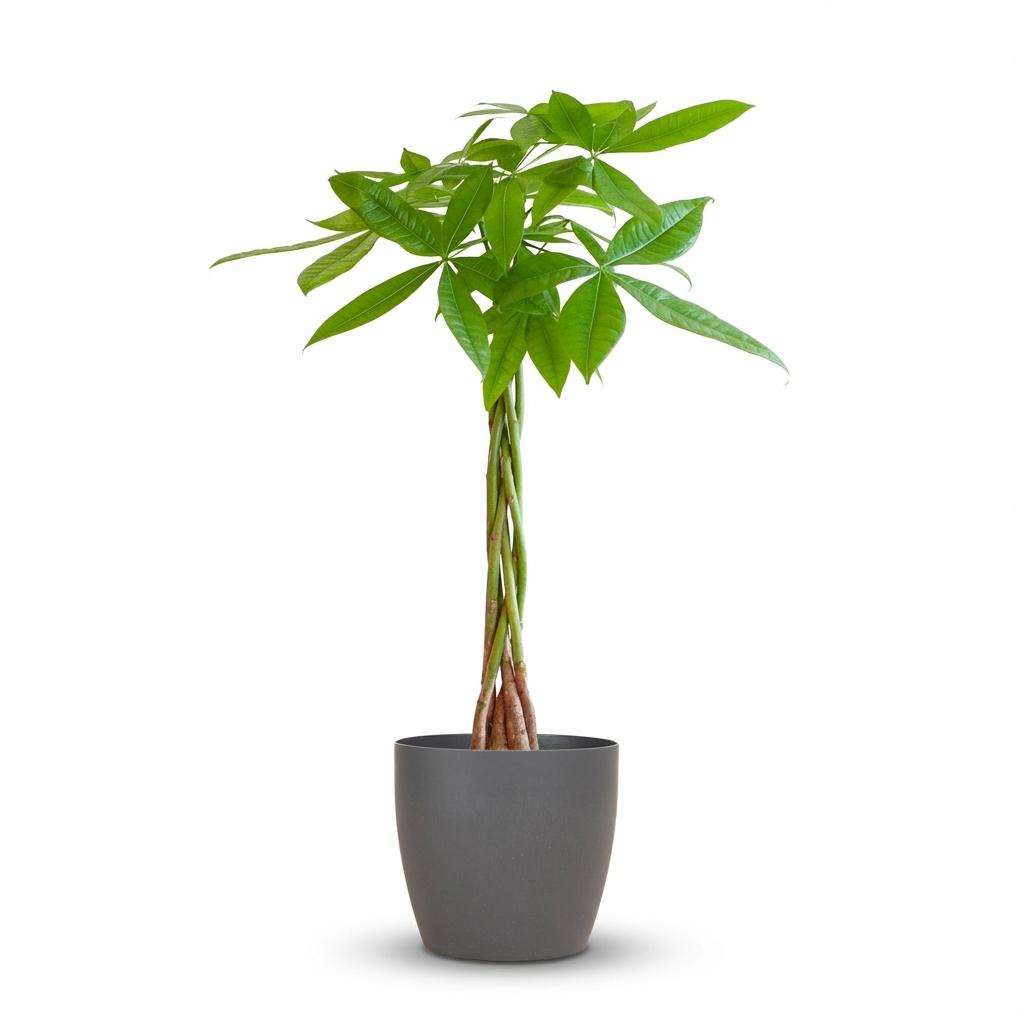 Pachira Aquatica avec Potter Gris - 80cm - Ø21
