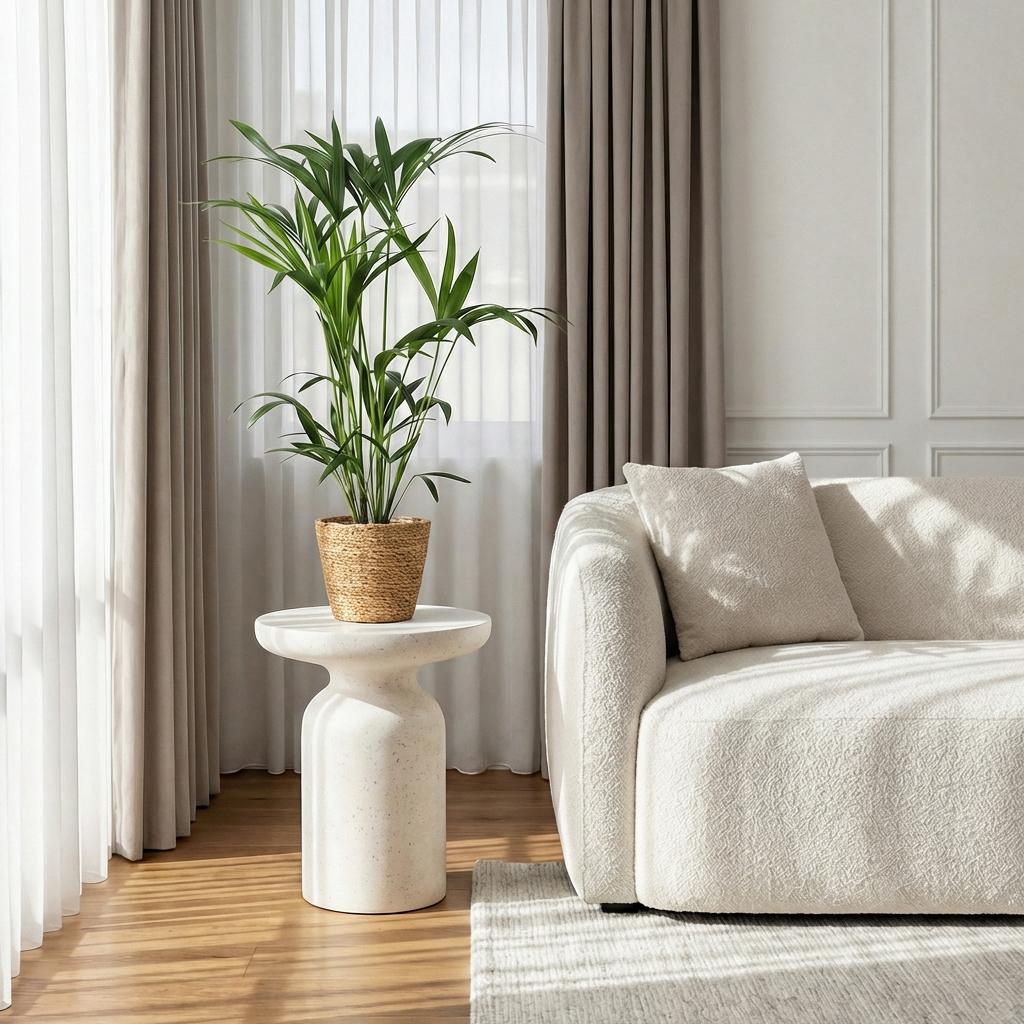 Plante d'intérieur - Howea Forsteriana - Palmier Kentia - Peu d'entretien - Vert - 1 Plante - avec Panier - Pot 19cm - Hauteur 80-85cm