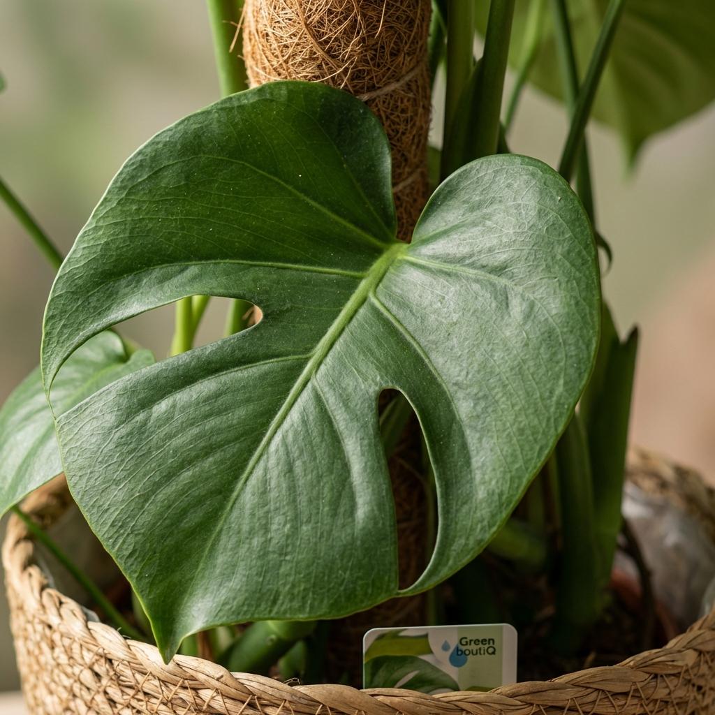Plante d'intérieur - Monstera Deliciosa sur tuteur - Vert - Entretien facile - 1 Plante - avec Panier - Pot 19cm - Hauteur 90cm