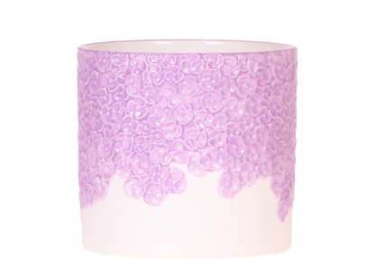 Cache-pot céramique en relief floral - courbes douces et coloris tendres - lilas