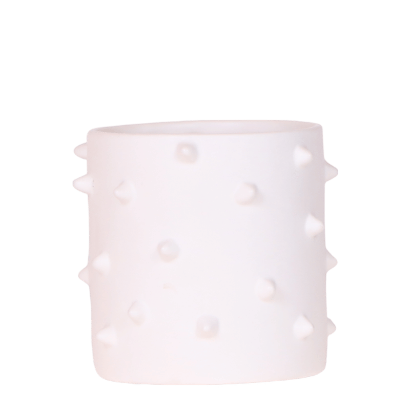 Cache-pot céramique à picots en relief - style audacieux - blanc, 9 cm