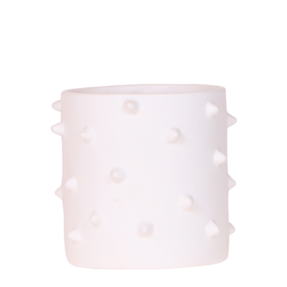 Cache-pot céramique à picots en relief - style audacieux - blanc, 9 cm