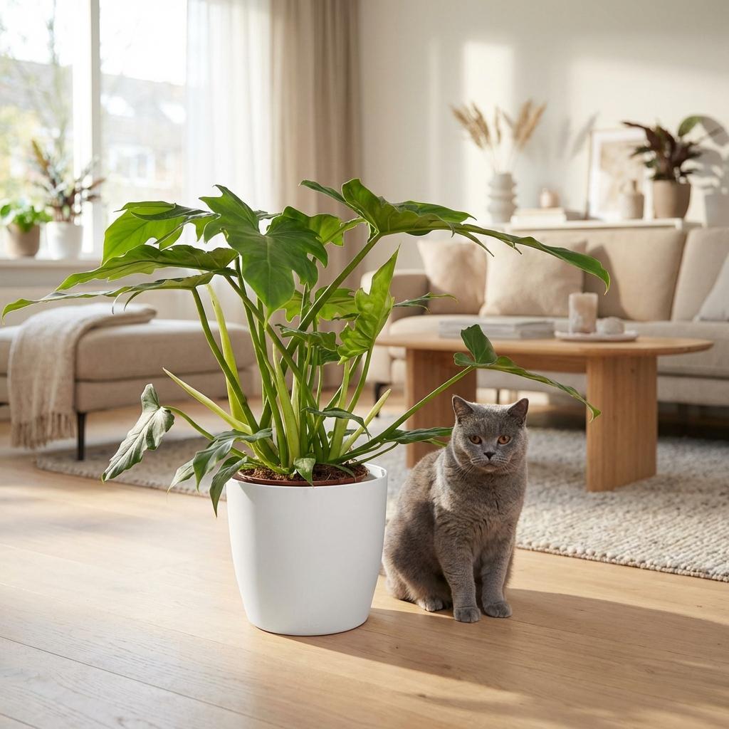 Plante d'intérieur - Philodendron - Philodendron Lacerum - Vert - Peu d'entretien - 1 Plante - avec Potter Blanc - Pot 19cm - Hauteur 65cm