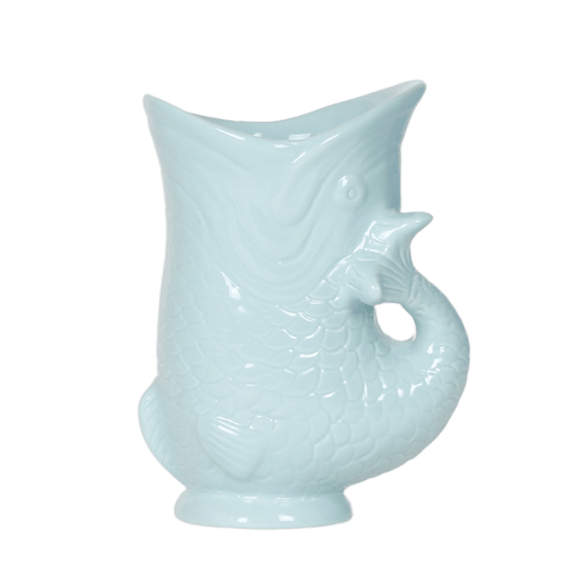 Cache-pot céramique forme poisson - touche ludique et marine - turquoise