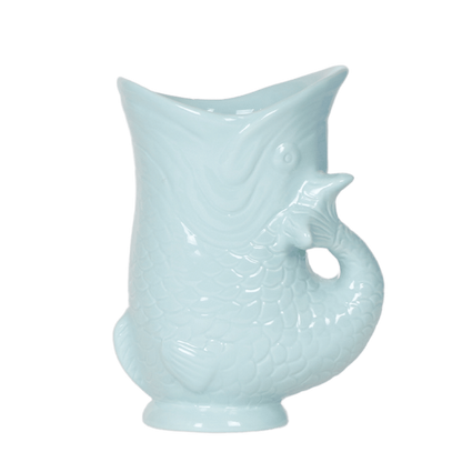 Cache-pot céramique forme poisson - touche ludique et marine - turquoise