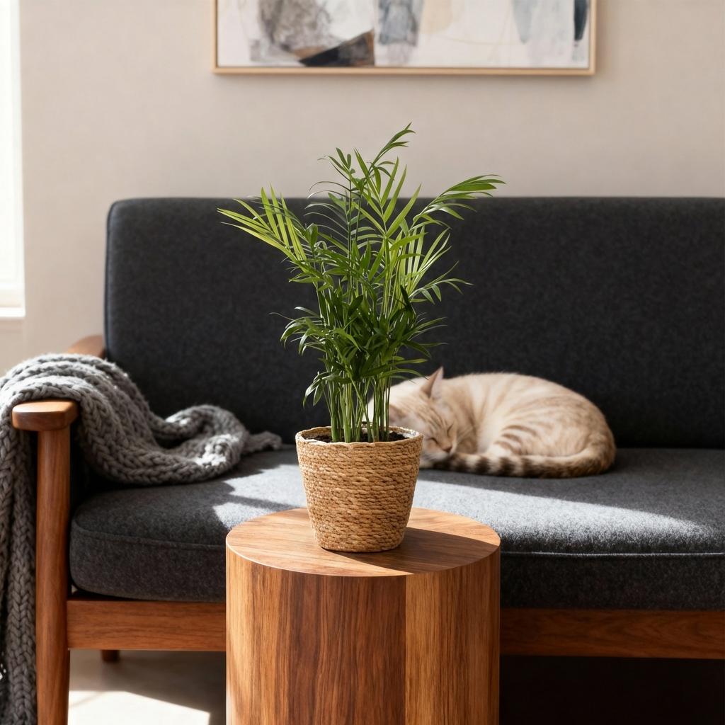 Plante d'intérieur - Chamaedorea elegans - Palmier en or - Plante amicale pour les animaux - Vert - 1 Plante - avec Panier - Pot de 12cm - Hauteur de 15cm