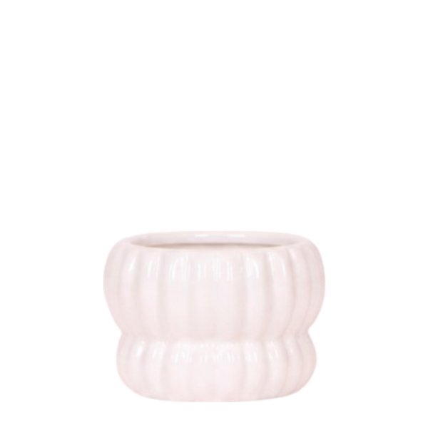 Cache-pot céramique nervuré arrondi - esprit romantique