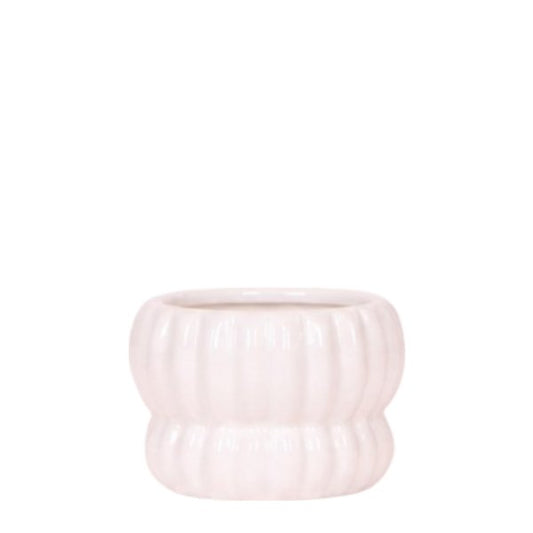 Cache-pot céramique nervuré arrondi - esprit romantique