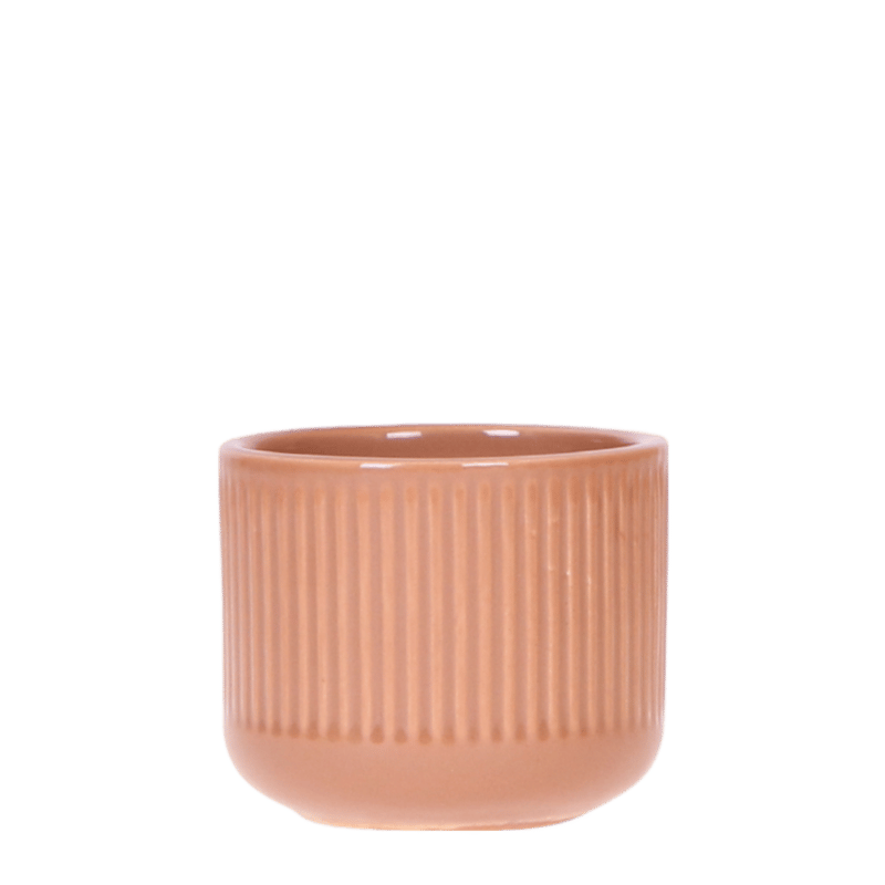 Cache-pot céramique nervuré cognac - 6 cm